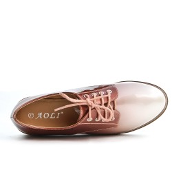 Pink Derby in lace-up lacing