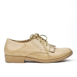 Beige Derby yoke with lace fringe