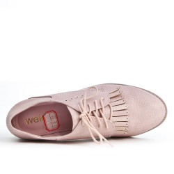 Pink derby yoke with lace fringe