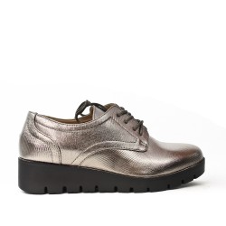 Derby gray faux leather lace