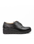 Black derby faux leather lace