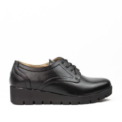 Black derby faux leather lace