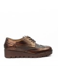 Brown faux leather lace-up brogue