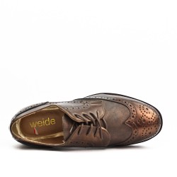 Brown faux leather lace-up brogue