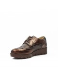 Brown faux leather lace-up brogue