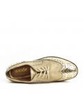 Golden lace-up faux leather brogue