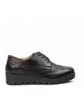 Black faux leather lace-up brogue