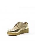 Golden lace-up faux leather brogue