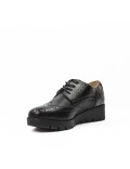 Black faux leather lace-up brogue