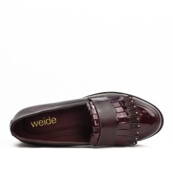 Burgundy moccasin imitation leather with bangs