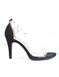 Black sandal with transparent detail adorned with nails