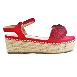 Red sandal with espadrille sole