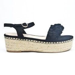 Black sandal with espadrille sole