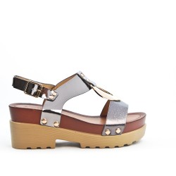 Gray sandal with big heel