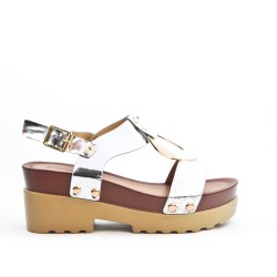 Silver sandal with big heel