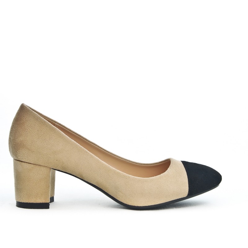 escarpin beige bout noir