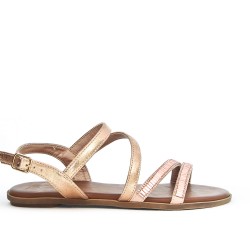 Champagne flat sandal with rhinestones