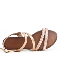 Champagne flat sandal with rhinestones