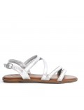 Silver flat sandal with rhinestones