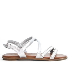 Silver flat sandal with rhinestones