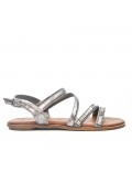 Gray flat sandal with rhinestones