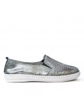 Cuero brillante gris tenis