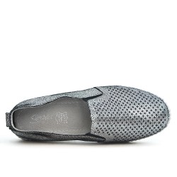 Cuero brillante gris tenis