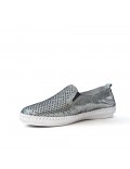 Cuero brillante gris tenis