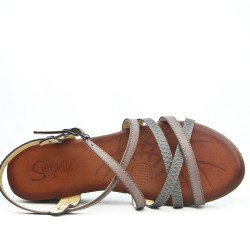 Gray wedge sandal with comfort sole