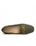 Green moccasin with braided bridle