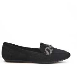 Black moccasin with braided bridle