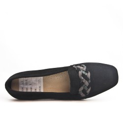 Black moccasin with braided bridle