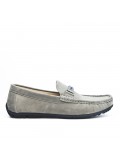 Gray moccasin with braided bridle