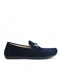 Navy moccasin with braided bridle