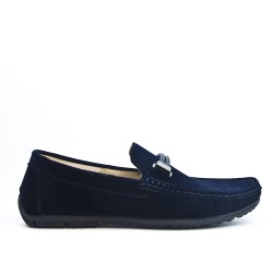 Navy moccasin with braided bridle