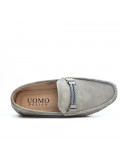 Gray moccasin with braided bridle