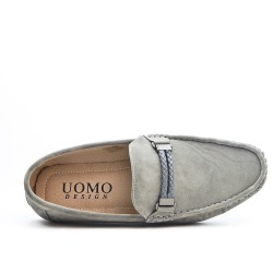 Gray moccasin with braided bridle