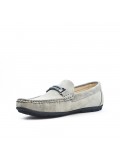 Gray moccasin with braided bridle
