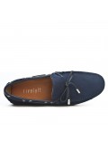 Navy blue suede loafer with bow