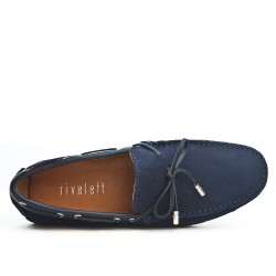 Mocassin bleu marine en cuir daim à nœud