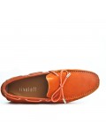 Orange loafer in suede leather with bow