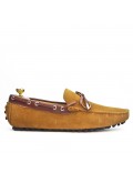 Camel suede leather moccasin with bow