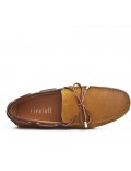 Camel suede leather moccasin with bow