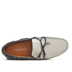 Gray loafer in suede leather with bow