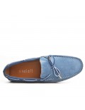 Blue suede loafer with bow