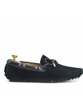 Black suede leather moccasin with bow