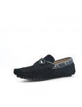 Black suede leather moccasin with bow
