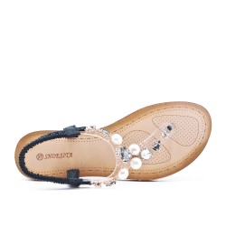 Black sandal with transparent detail decorated with pearl