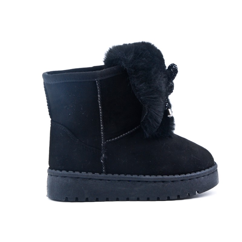 Botte fille fourrée noire avec nœud