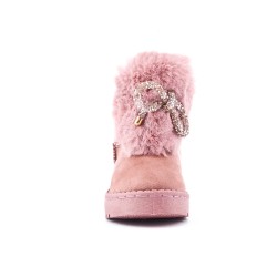 Pink stuffed girl boot with bow